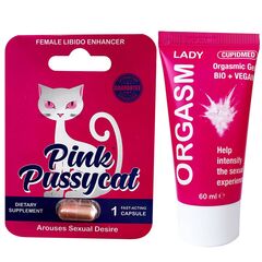 Pastila roz Pussycat pentru femeie + Gel pentru femeie pret mic