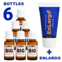 6 x Picături pentru mărirea penisului Big Penis Drops + Gel pentru mărirea penisului Enlargo 60ml. pret mic