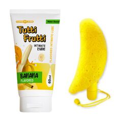 Vibrator în burete de baie Banana + lubrifiant cu aromă de banană pret mic