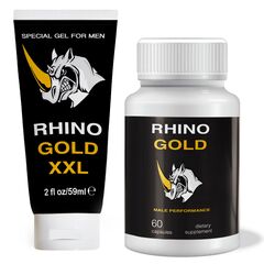 Rhino XXL Promo Pack: Rhino Pastile Marire Penis 60 capsules + Rhino Gel pentru barbati 50ml pret mic