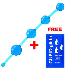 Rozariu anal Blue Jelly Weads + lubrifiant cadou pret mic