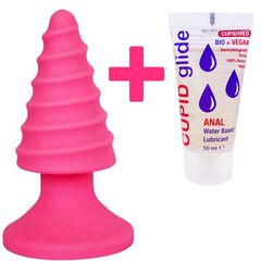Dilatator anal Pink Waves + Lubrifiant anal Cupid Glide Anal pret mic