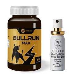 BULLRUN - capsule pentru erecții + Spray anti ejaculare precoce pentru bărbaţi Stud 100 pret mic