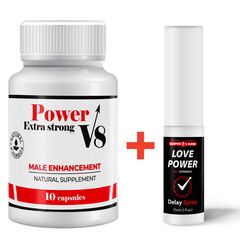 Capsule pentru Ereție Power V8 Extra Strong + Spray de retenție a ejaculării Love Power cu lidocaină pret mic