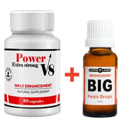 Capsule pentru Ereție Power V8 Extra Strong + BIG PENIS DROPS pret mic