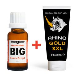 Rhino Gold XXL Gel pentru barbati + Picături pentru mărirea penisului Big Penis Drops pret mic