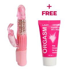 Vibrator multifuncțional Silicone Rabbit + lubrifiant care trezește cadouri pret mic