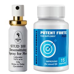 Capsule pentru potenta Potent Forte Plus + Spray anti ejaculare precoce pentru bărbaţi Stud 100 pret mic