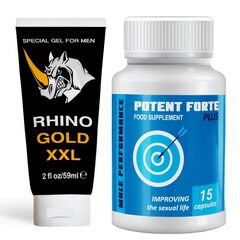 Capsule pentru potenta Potent Forte Plus + Rhino Gold XXL Gel pentru barbati pret mic