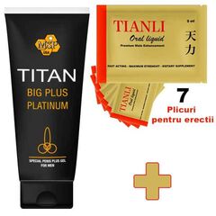 Titan Gel pentru barbati 50ml + Tianli Oral Liquid 7 Plicuri pentru erectii puternice pret mic