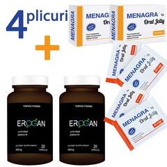 2 x Erogan pastile pentru potenta 40 capsule + 4 plicuri MENAGRA Oral Jelly Jeleu erectie rapida pret mic