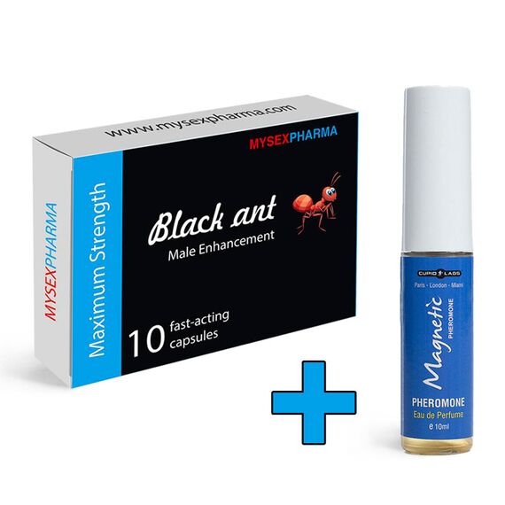 10 tablete pentru Erection Black Ant + Parfum pentru bărbați cu feromoni "Feromoni magnetici" pret mic