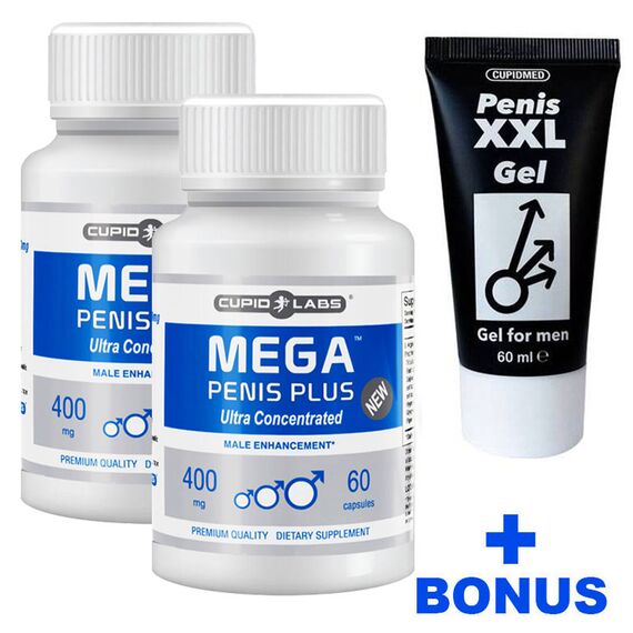 2 Mega Penis Plus pachete capsule pentru mărirea penisului + gel Penis XXL pret mic