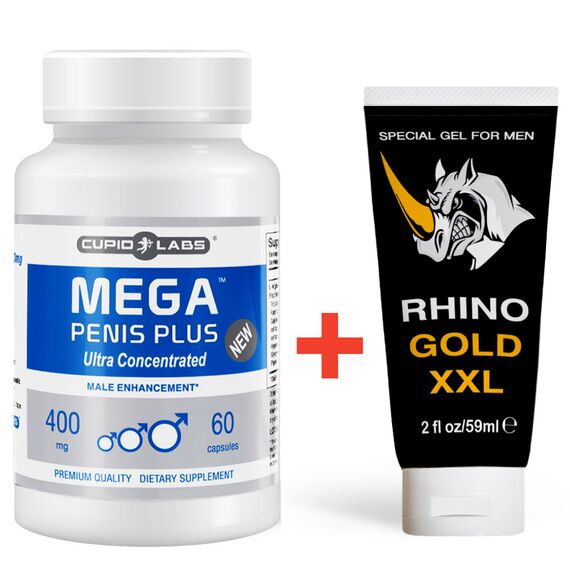 Rhino Gold XXL Gel pentru barbati + Pastile pentru mărirea penisului Mega Penis Plus pret mic