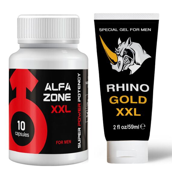 Alfazone XXL 10 capsule pentru erecție + Rhino Gold XXL Gel pentru barbati pret mic
