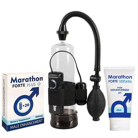 Maraton Forte Plus capsule + Maraton Forte Strong Gel + Pompa pentru penis Vibro Power Pump pret mic