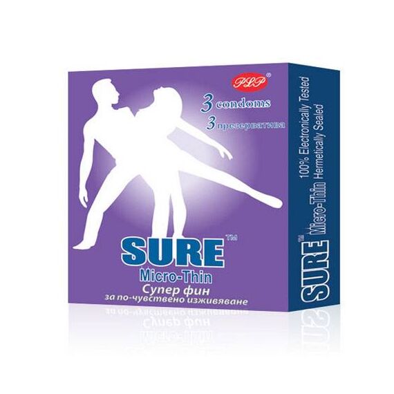 Prezervative în relief cu ultrasunete Sure Micro Thin pret mic