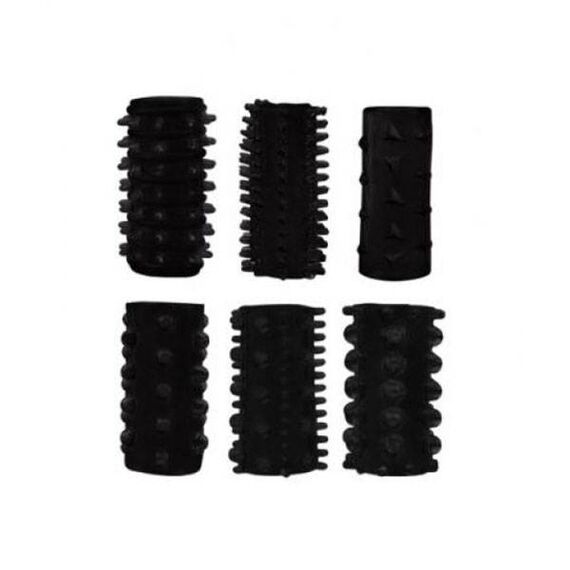 Mansoane penis în relief Willing Black 6pcs pret mic