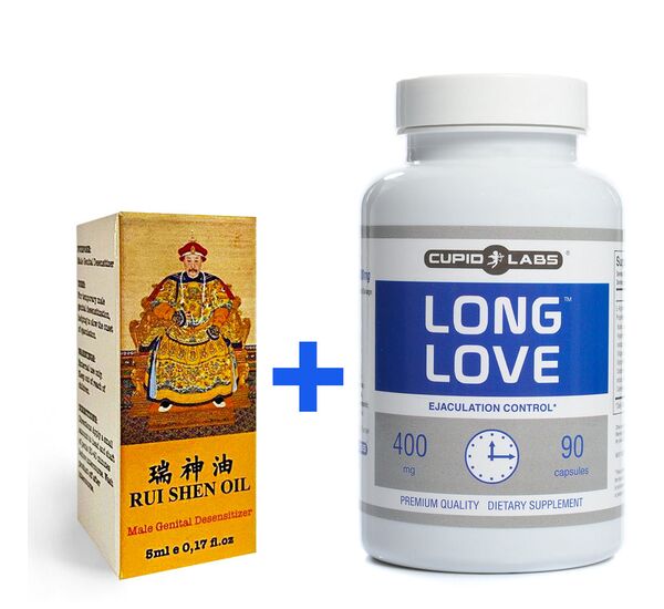 Ulei Rui Shen pentru retenția ejaculării + Capsule de susținere pentru bărbați Long Love 90 buc pret mic