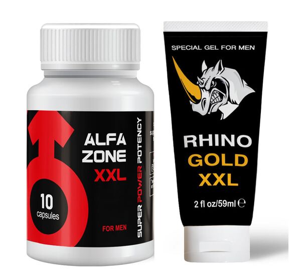 Alfazone XXL 10 capsule pentru erecție + Rhino Gold XXL Gel pentru barbati pret mic