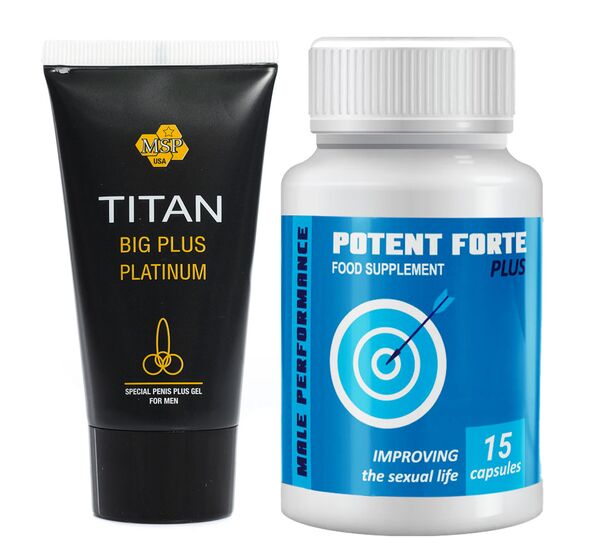 Capsule pentru potenta Potent Forte Plus + Titan Gel pentru barbati pret mic