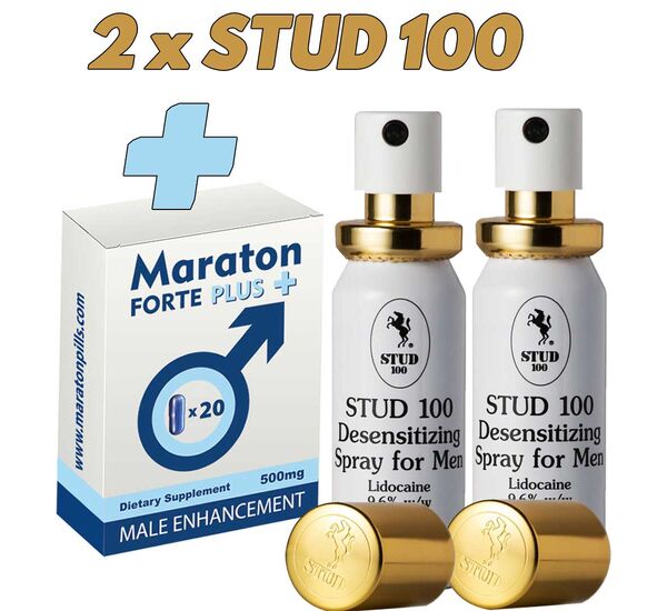 2 x Spray anti ejaculare precoce pentru bărbaţi Stud 100 + Maraton Forte Plus 20 capsule pret mic